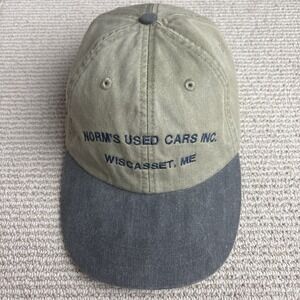 Norm's Used Cars Inc Wiscasset ME Hat Maine Cap Beige Dad brim